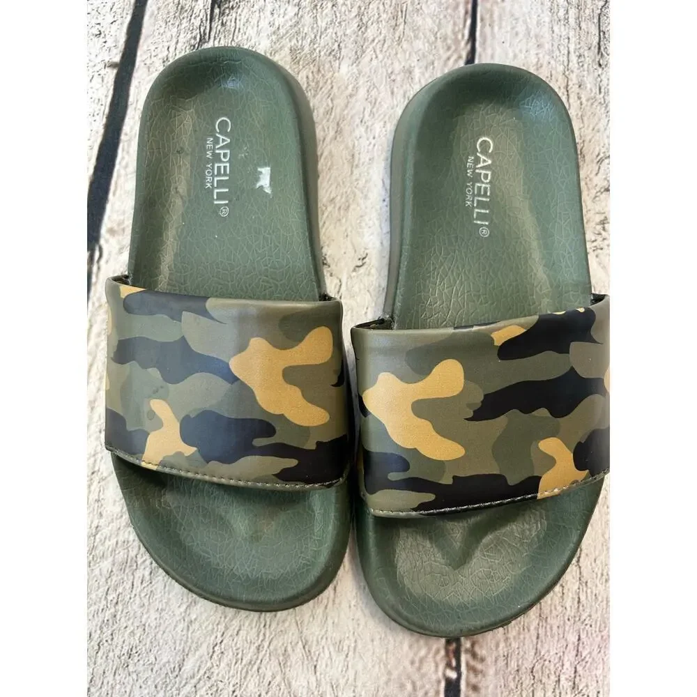 CAPELLI Unisex Child Camouflage Print Slide Sandals / Size: 12-13